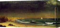 Storm Canvas Paintings - Approaching Storm Beach Near Newport by Martin Johnson Heade