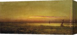 Harbor, Canvas Paintings - Marshes at Boston Harbor by Martin Johnson Heade