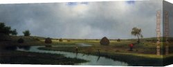 A Goat in a Meadow Canvas Paintings - Marshfield Meadows by Martin Johnson Heade