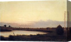 Quiet Canvas Paintings - Quiet River at Dusk by Martin Johnson Heade
