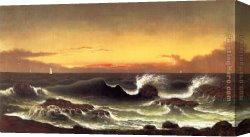 Martin Johnson Heade Canvas Paintings - Seascape, Sunrise by Martin Johnson Heade