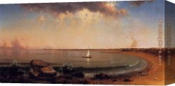 Match Point Canvas Paintings - Shore Scene, Point Judith by Martin Johnson Heade