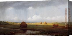 Martin Johnson Heade Canvas Paintings - Sudden Shower, Newbury Marshes by Martin Johnson Heade