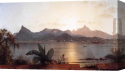 Harbor, Canvas Paintings - Sunset, Harbor at Rio by Martin Johnson Heade