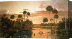 Martin Johnson Heade Canvas Paintings - The Great Florida Sunset by Martin Johnson Heade