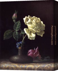 Roses Canvas Paintings - The White Rose by Martin Johnson Heade