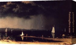 Storm Canvas Paintings - Thunder Storm on Narragansett Bay by Martin Johnson Heade
