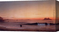 Cowboy Singing Canvas Paintings - Twilight, Singing Beach by Martin Johnson Heade