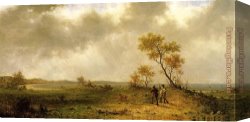 Hunters Canvas Paintings - Two Hunters in a Landscape by Martin Johnson Heade