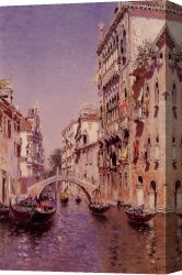 Sunny Canvas Paintings - The Sunny Canal by Martin Rico y Ortega