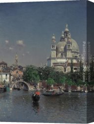 Salute Canvas Paintings - Venetian Lagoon Near the Church of Santa Maria della Salute by Martin Rico y Ortega