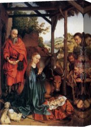 Adoration Canvas Paintings - Adoration Of The Shepherds by Martin Schongauer