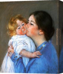 Mary Canvas Paintings - A Kiss For Baby Anne by Mary Cassatt