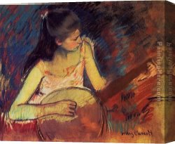 Mary Canvas Paintings - Girl with a Banjo by Mary Cassatt