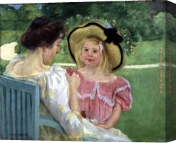 Cassatt Canvas Paintings - In the Garden, 1904 by Mary Cassatt