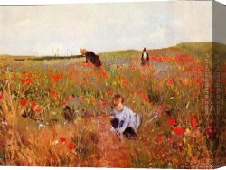 Les Amiants Canvas Paintings - les coquelicots by Mary Cassatt