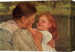 Mary Canvas Paintings - Maternal Caress by Mary Cassatt