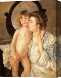 Mary Canvas Paintings - Mother And Child Aka The Oval Mirror by Mary Cassatt