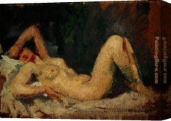 Mary Canvas Paintings - Reclining Nude by Mary Cassatt