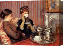 Mary Canvas Paintings - Tea by Mary Cassatt