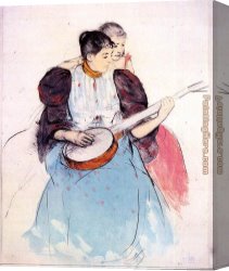 Lessons Canvas Paintings - The Banjo Lesson 1893 by Mary Cassatt