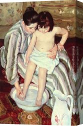 Mary Canvas Paintings - The Bath by Mary Cassatt