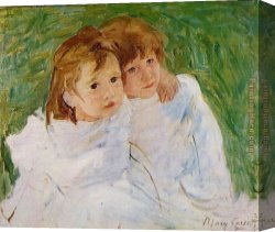 Mary Canvas Paintings - The Sisters 1885 by Mary Cassatt