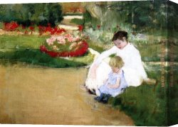 The Women in The Garden Canvas Paintings - Woman And Child Seated In A Garden by Mary Cassatt