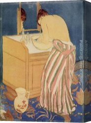 Mary Canvas Paintings - Woman Bathing by Mary Cassatt