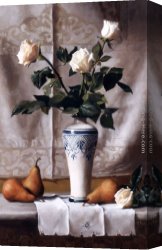 The White Rose Canvas Paintings - Bacio d'Inverno (Still Life with White Roses) by Maureen Hyde