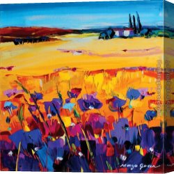 Maya Canvas Paintings - Quiet of the Pasture by Maya Green