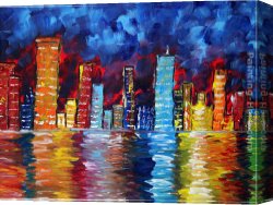 Night Canvas Paintings - City Nights by Megan Aroon Duncanson