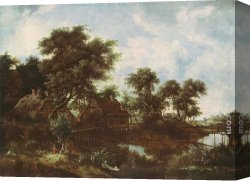 Meindert Canvas Paintings - The Watermill by Meindert Hobbema