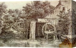 Meindert Canvas Paintings - Watermill by Meindert Hobbema