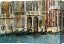 Longo Canvas Paintings - Canal Facades by Michael Longo