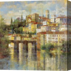 Palette Knife Canvas Paintings - City Gateway by Michael Longo