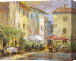 Figures in The Courtyard of a Mosque Canvas Paintings - Courtyard Cafe by Michael Longo