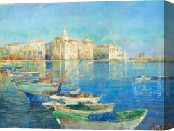 Longo Canvas Paintings - Dockside by Michael Longo