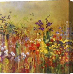 Exotic Floral II Canvas Paintings - Floral Jubilee by Michael Longo