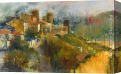 Spanish Town Canvas Paintings - Hillside Town by Michael Longo