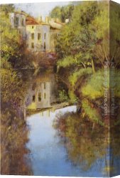 Michael Flohr Last Call Buena Vista Canvas Paintings - Stream Reflections by Michael Longo