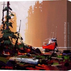 Michael O'toole Canvas Paintings - A Beach, A Boat, A Trick of Light by Michael O'Toole