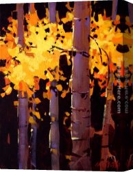 Michael O'toole Canvas Paintings - Aspen Grove by Michael O'Toole