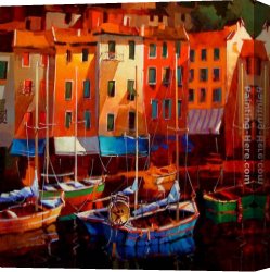Michael O'toole Canvas Paintings - Colours of the Riviera by Michael O'Toole