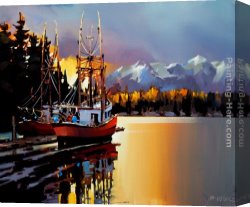 Michael O'toole Canvas Paintings - Docked on the Stillness by Michael O'Toole