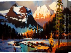 Michael O'toole Canvas Paintings - Evening on the Columbia Icefield Parkway by Michael O'Toole