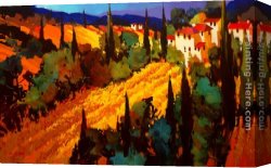Tuscany Canvas Paintings - Golden Fields of Tuscany by Michael O'Toole