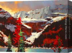Michael O'toole Canvas Paintings - Lake Louise Sunset by Michael O'Toole
