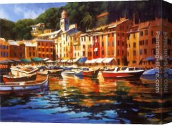 Michael O'toole Canvas Paintings - Portofino Colors by Michael O'Toole