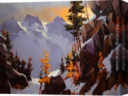 Michael O'toole Canvas Paintings - Precipice Tantalus by Michael O'Toole